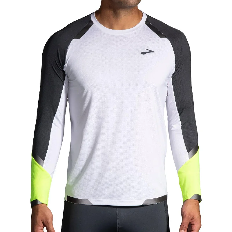 Men's short-sleeve muted fresh-modern-firm-purple shirt-Brooks Run Visible Long Sleeve Mens Running Top - White