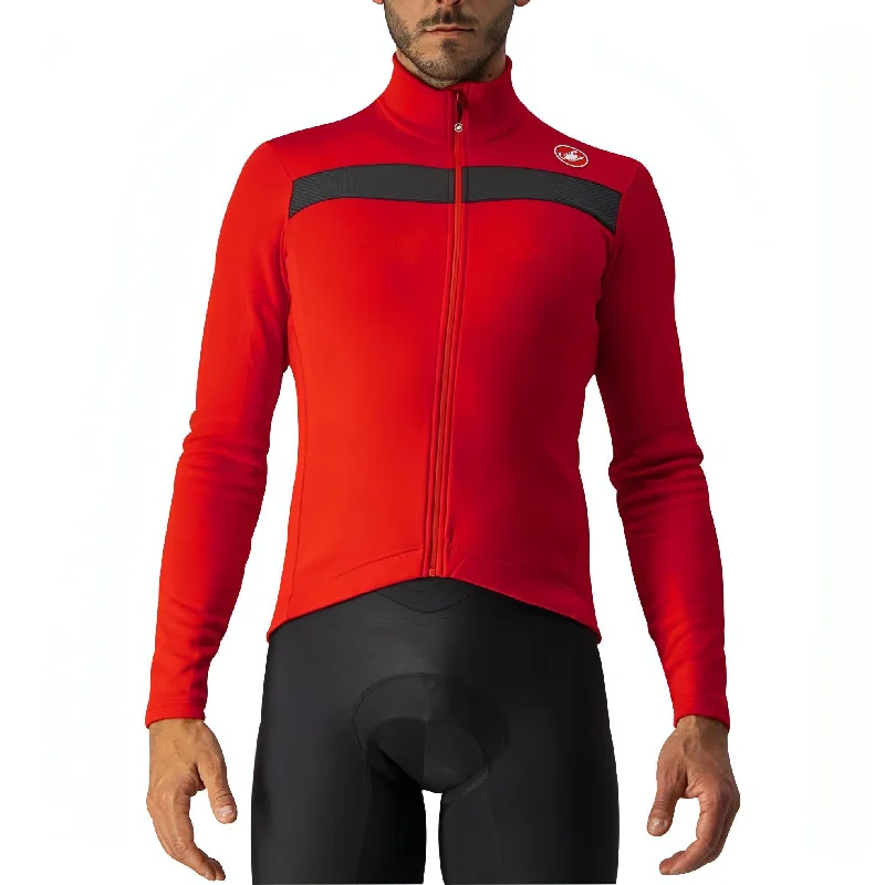 Men's short-sleeve urban warm-stylish-sleek-BMX top-Castelli Puro 3 Long Sleeve Mens Cycling Jersey - Red