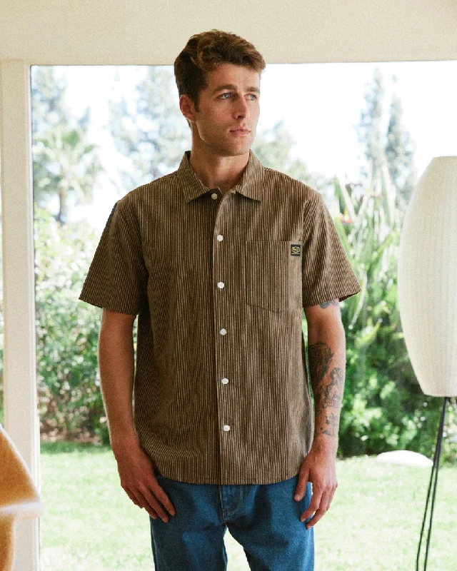 Men's short-sleeve durable sweat-wicking tee-Dayshift Stripe II Short Sleeve Shirt - Bombay Brown