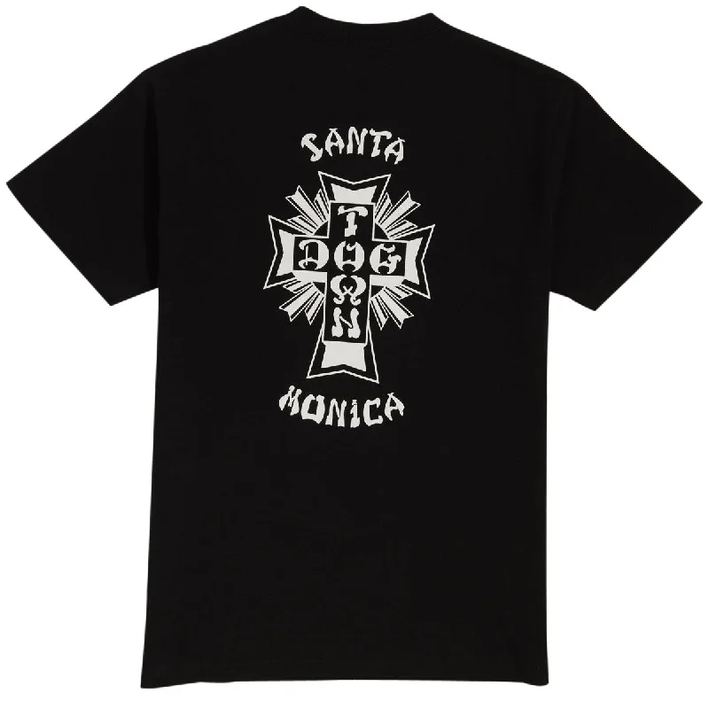 Men's short-sleeve stylish sleek-neutral-EDM top-Dogtown Cross Logo Santa Monica T-Shirt - Black/White