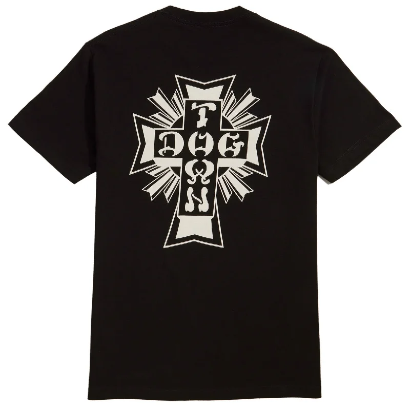 Men's short-sleeve fresh modern-vibrant-hip-hop top-Dogtown Cross Logo T-Shirt - Black/White