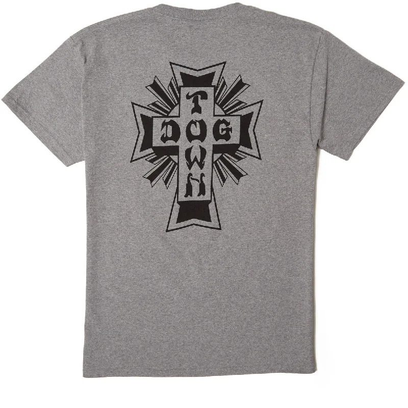 Men's short-sleeve fresh modern-vibrant-tropical-cruise tee-Dogtown Cross Logo T-Shirt - Oxford Grey/Black