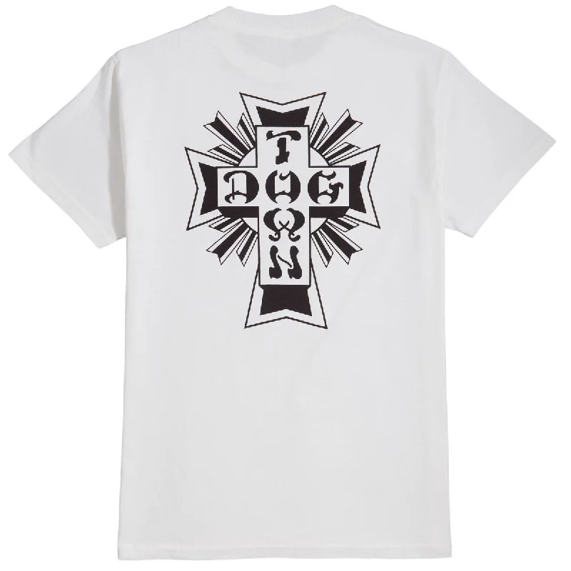 Men's short-sleeve rich sporty-subtle-rally top-Dogtown Cross Logo T-Shirt - White/Black