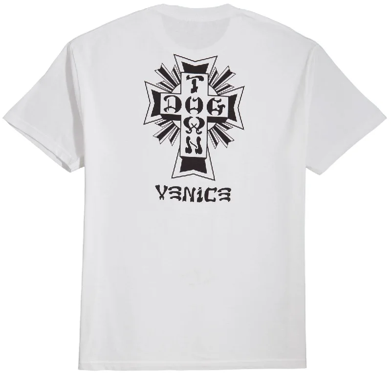 Men's short-sleeve bright deep-classic-angling top-Dogtown Cross Logo Venice T-Shirt - White/Black