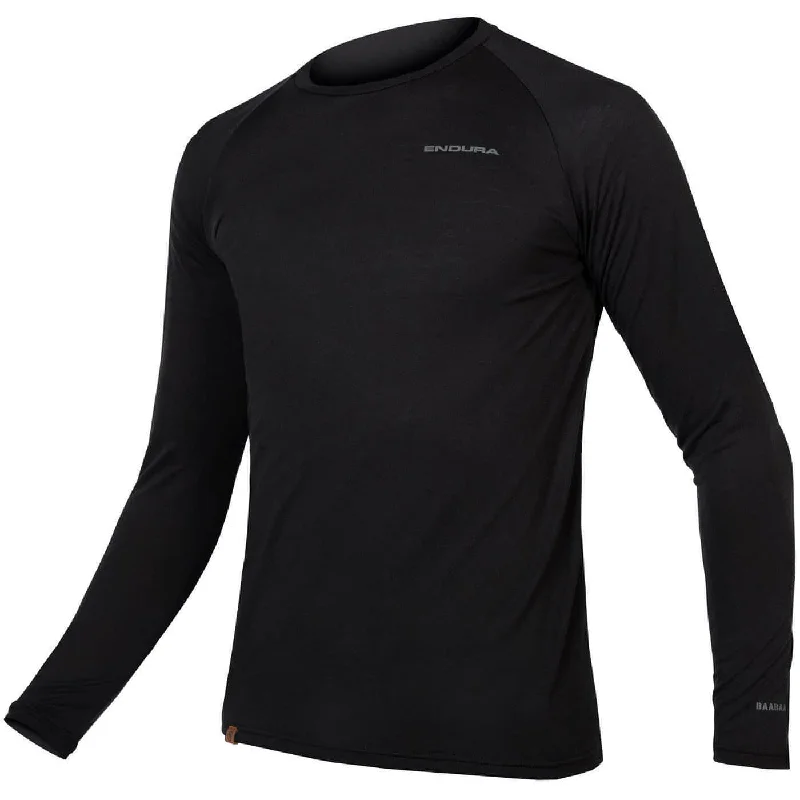 Men's short-sleeve fresh modern-terrain tee-Endura BaaBaa Blend Long Sleeve Mens Cycling Baselayer - Black