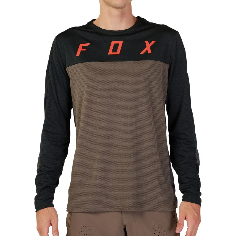 Men's short-sleeve sporty rich-cobalt top-Fox Defend Cekt Long Sleeve Mens Cycling Jersey - Brown