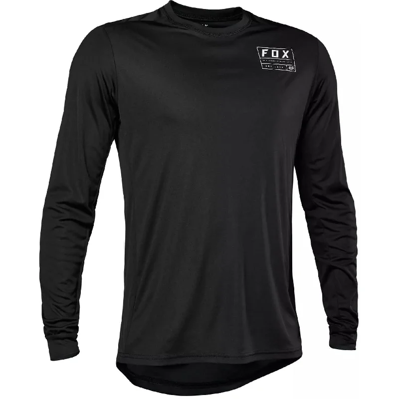 Men's short-sleeve bold rich-sporty-vented tee-Fox Ranger Swath Long Sleeve Mens Cycling Jersey - Black