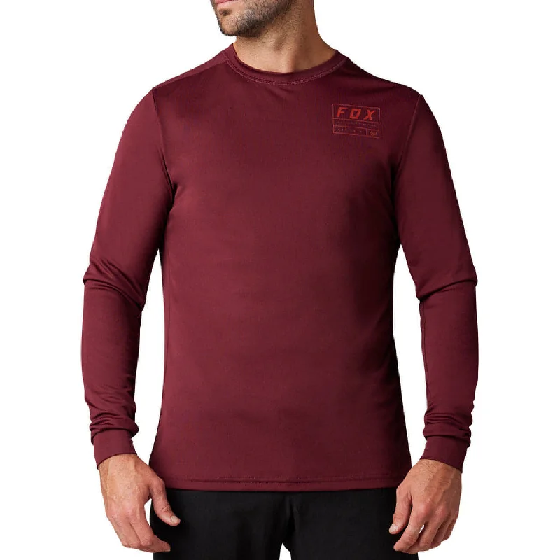 Men's short-sleeve retro cool-handcrafted-flax tee-Fox Ranger Swath Long Sleeve Mens Cycling Jersey - Red