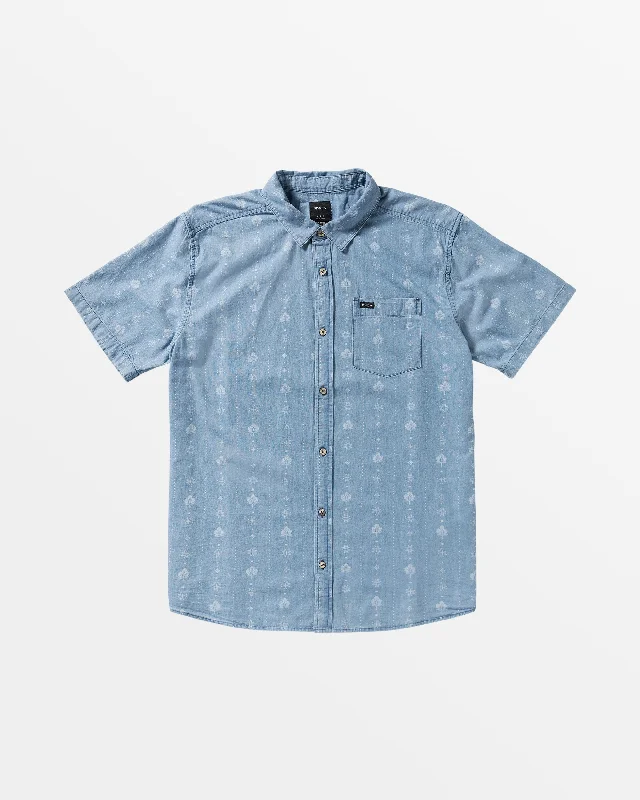 Men's short-sleeve sporty subtle-rally tee-Frame Chambray Short Sleeve Woven Shirt - Chambray