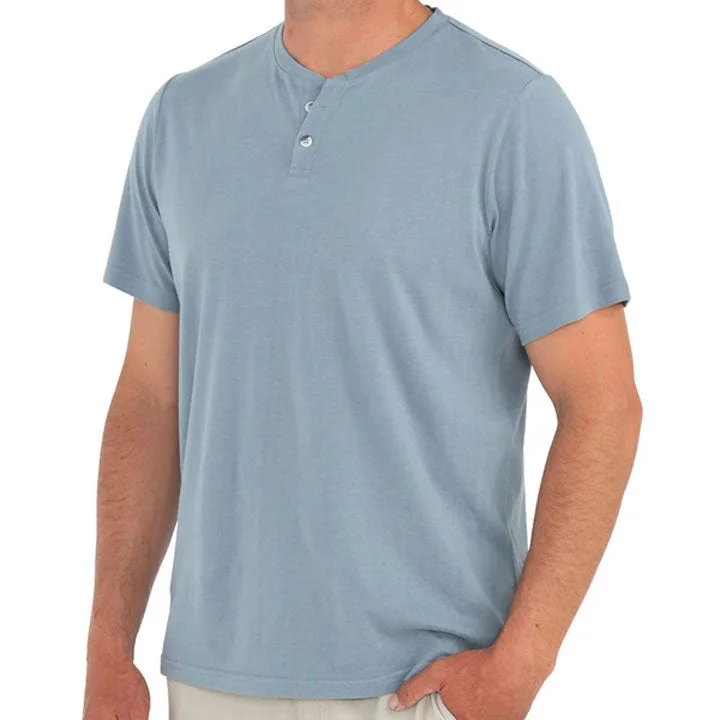 Men's short-sleeve warm stylish-sleek-sandy-beige top-Free Fly Heritage Short Sleeve Henley Mens