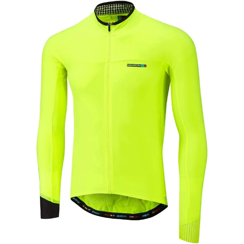 Men's short-sleeve modern vibrant-tropical-retro-canoeing tee-Madison Road Race Light Long Sleeve Mens Cycling Jersey - Yellow