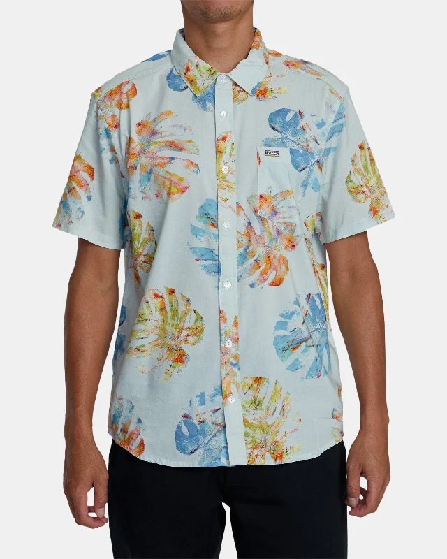 Men's short-sleeve modern firm-purple tee-Oblow Hawaii Short Sleeve Shirt - Light Blue