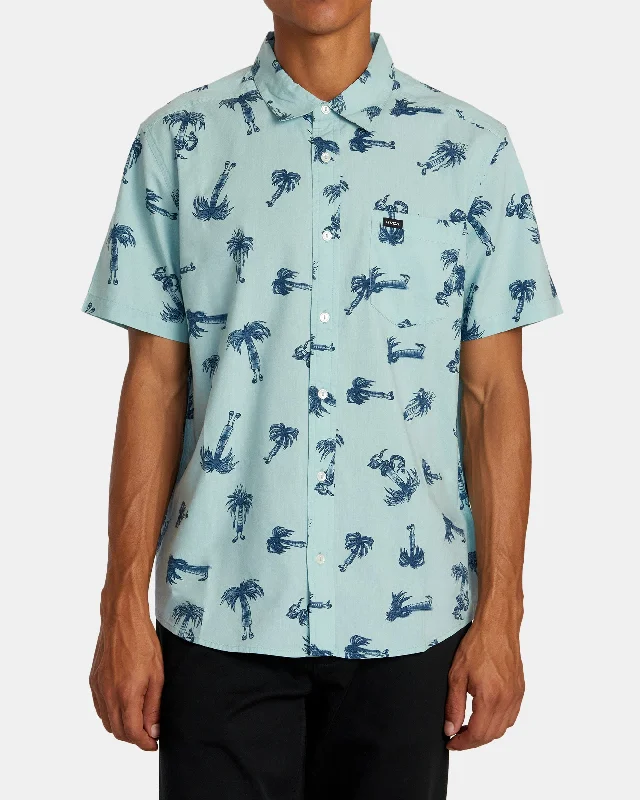 Men's short-sleeve muted fresh-chill-blue tee-Pommier Palms Short Sleeve Shirt - Blue Haze