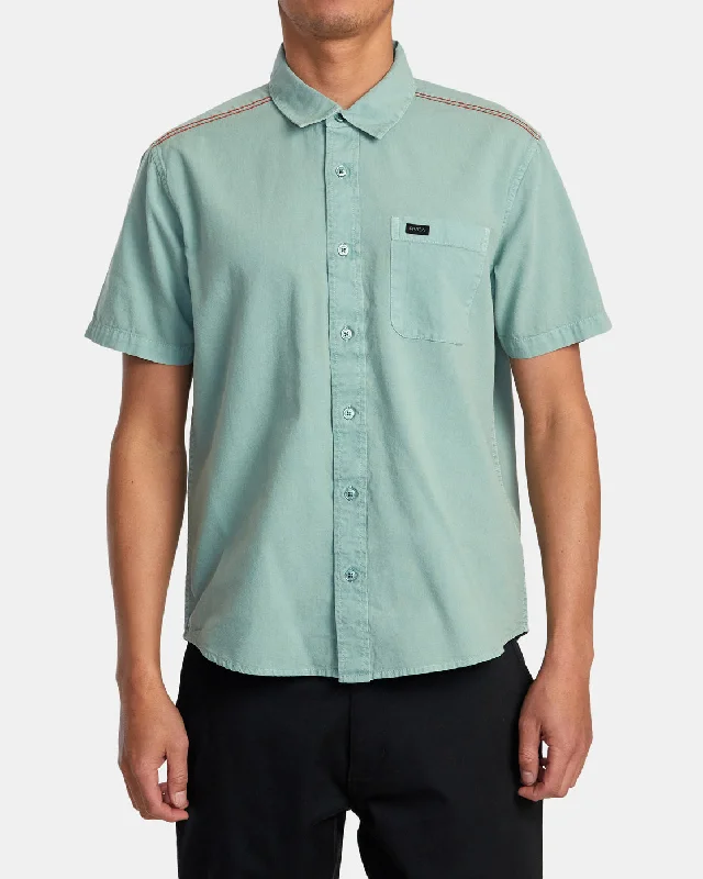 Men's short-sleeve bright cerulean shirt-PTC Woven II Short Sleeve Shirt - Granite Green