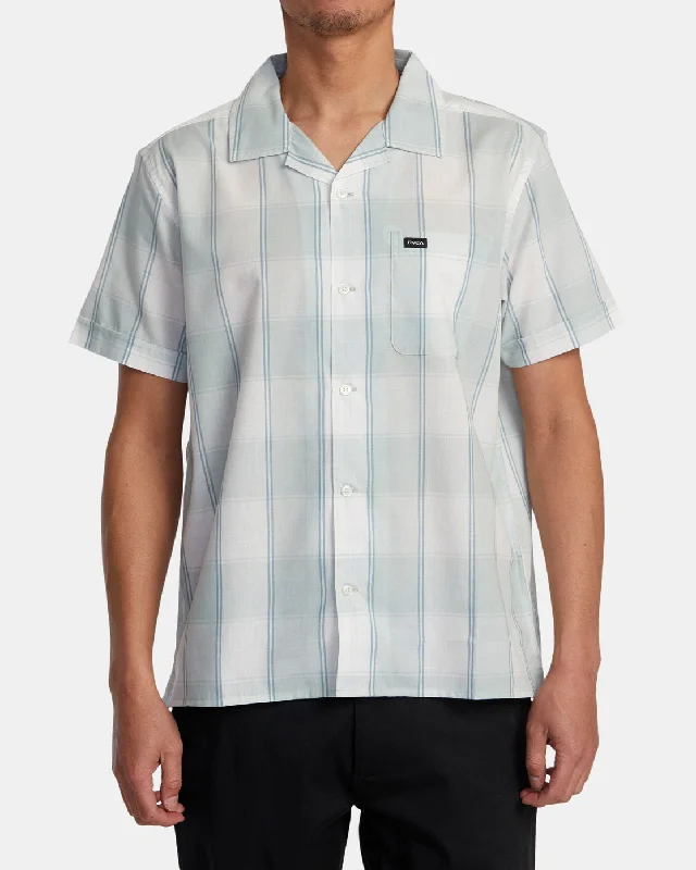 Men's short-sleeve urban deep-midnight shirt-Ray Plaid Short Sleeve Shirt - Vanilla