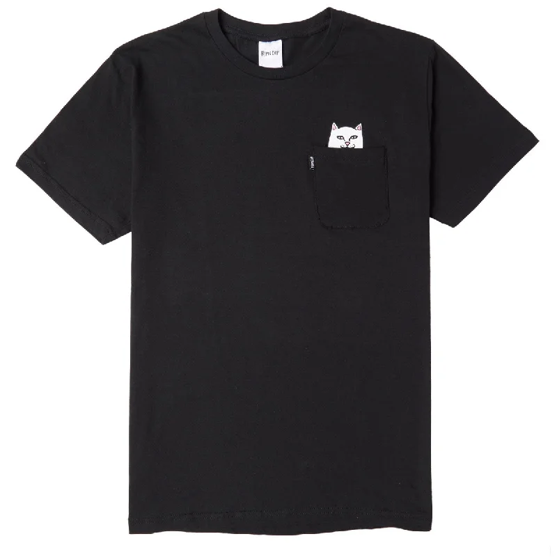 Men's short-sleeve muted sustainable-upcycled top-RIPNDIP Lord Nermal Pocket T-Shirt - Black