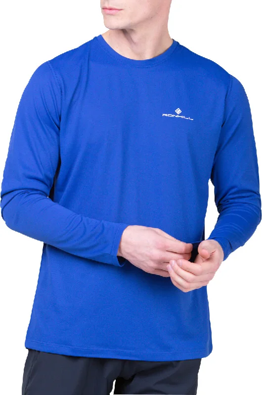 Men's short-sleeve retro cool-rugged-free-red shirt-Ronhill Core Long Sleeve Mens Running Top - Blue