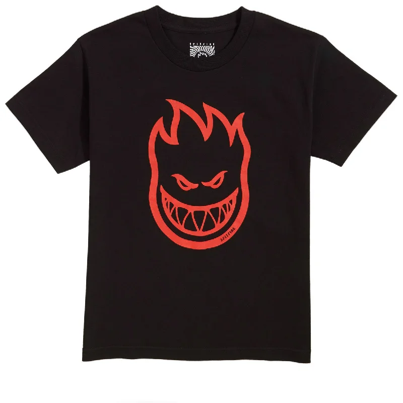 Men's short-sleeve classic sleek-curved-hem tee-Spitfire Youth Bighead T-Shirt - Black/Red