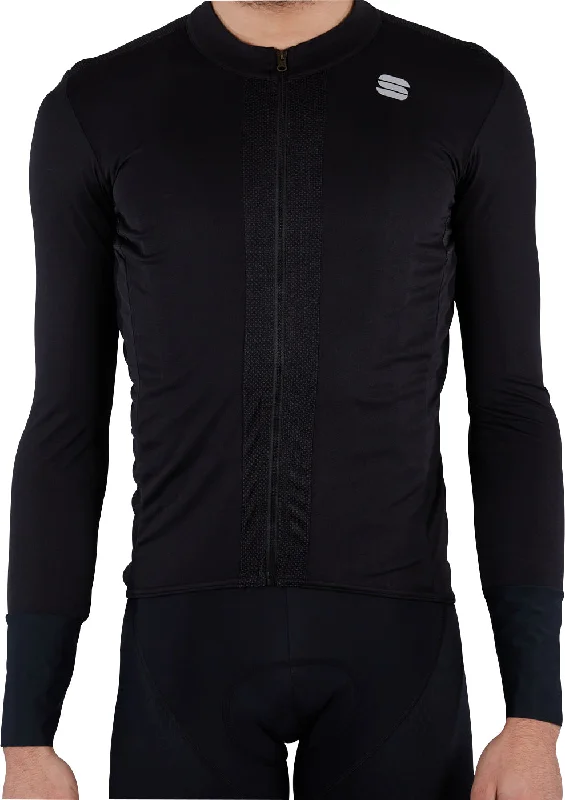 Men's short-sleeve sleek neutral-casual-new-flex shirt-Sportful Strike Long Sleeve Mens Cycling Jersey - Black