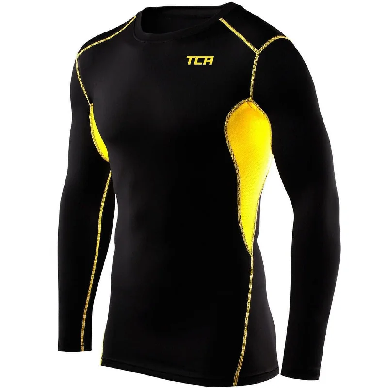 Men's short-sleeve urban warm-stylish-thick-stripe tee-TCA HyperFusion Thermal Mens Long Sleeve Compression Top - Black