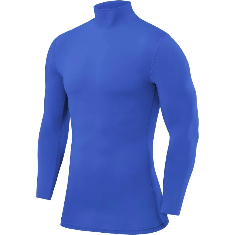 Men's short-sleeve bright deep-old-weathered tee-TCA PowerLayer Long Sleeve Mock Mens Compression Top - Blue