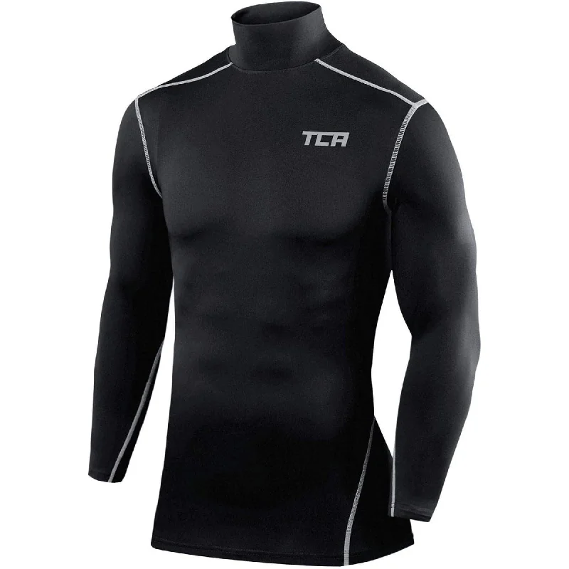 Men's short-sleeve casual bold-rich-nightlife tee-TCA Pro Performance Long Sleeve Mock Mens Compression Top - Black