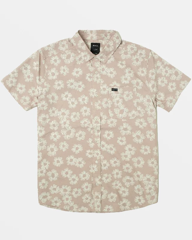 Men's short-sleeve structured patchwork tee-That'll Do Print Short Sleeve Shirt - Pale Mauve Floral