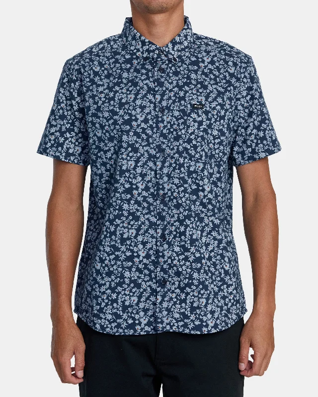 Men's short-sleeve subtle soft-trendy-bright-new-indigo tee-That'll Do Print Short Sleeve Shirt - Petrol Blue