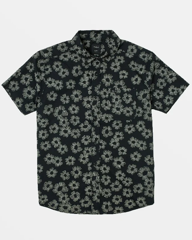 Men's short-sleeve vibrant tropical-retro-cool-handcrafted-flax shirt-That'll Do Print Short Sleeve Shirt - Rvca Black Floral