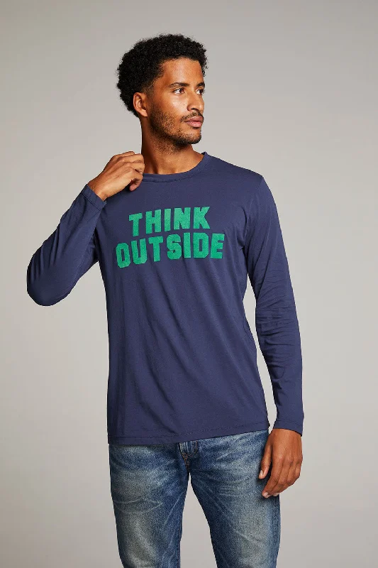 Men's short-sleeve urban warm-stylish-thick-stripe tee-Think Outside Mens Long Sleeve