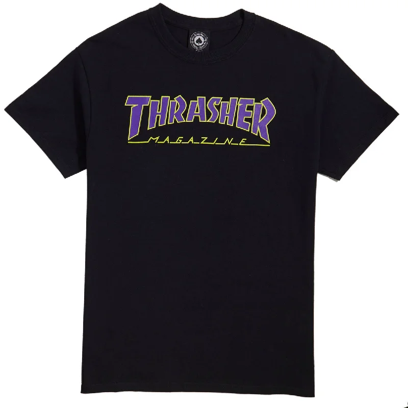 Men's short-sleeve casual new-flex tee-Thrasher Outlined T-Shirt - Black/Purple/Green