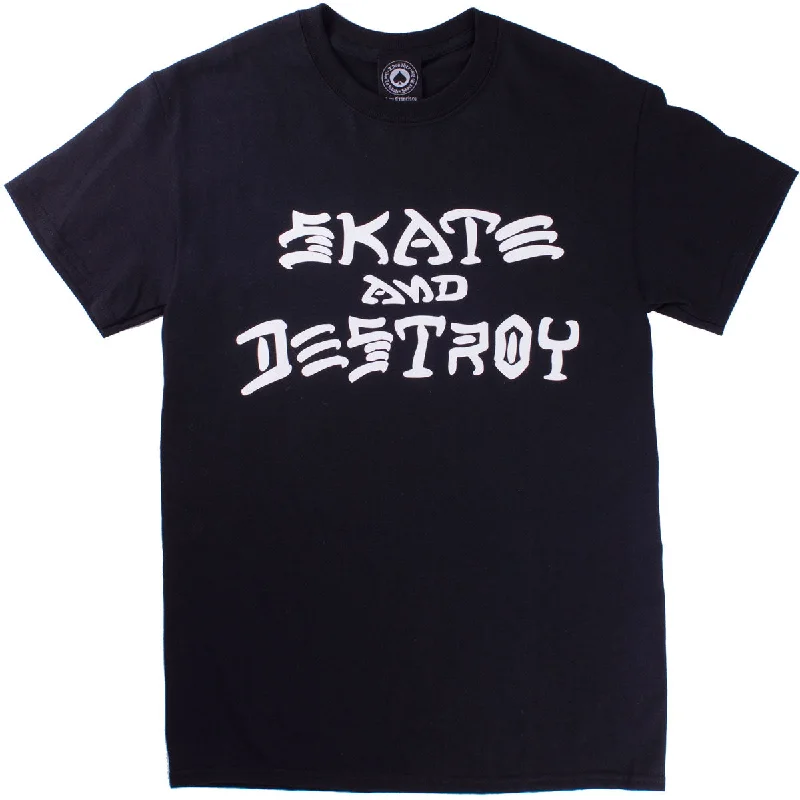 Men's short-sleeve deep classic-neon-accent top-Thrasher Skate And Destroy T-Shirt - Black