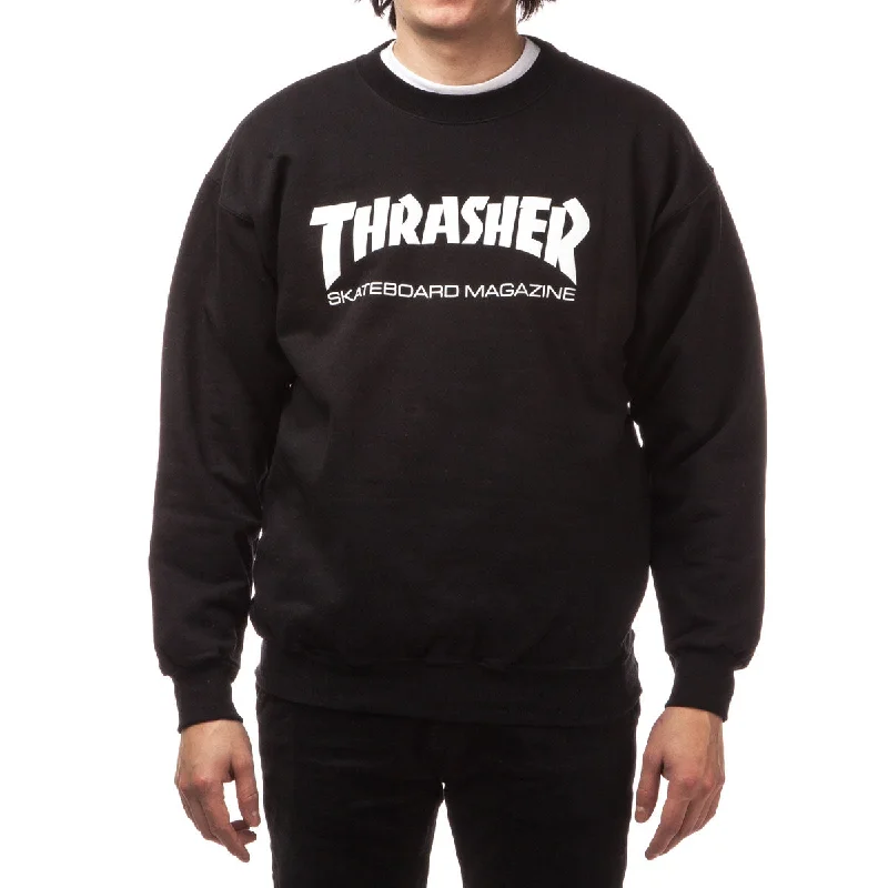 Men's short-sleeve sleek neutral-casual-wide-white tee-Thrasher Skate Mag Crew Sweatshirt - Black