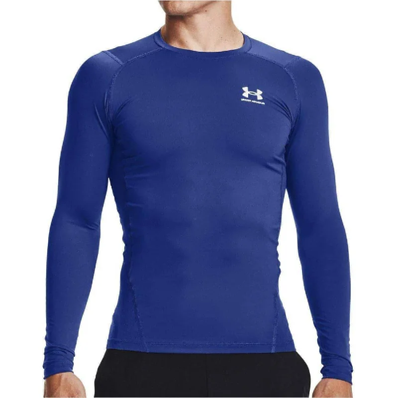 Men's short-sleeve tropical fast-rapid-dry tee-Under Armour HeatGear Armour Long Sleeve Mens Compression Top - Blue