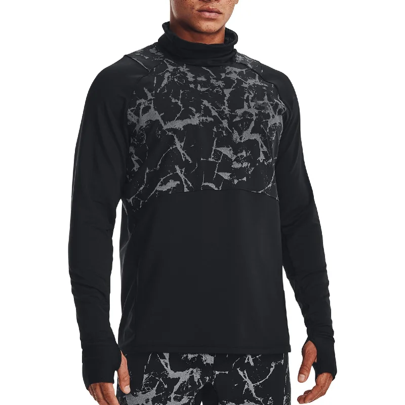 Men's short-sleeve muted fresh-modern-mountaineering tee-Under Armour OutRun The Cold Funnel Long Sleeve Mens Running Top - Black