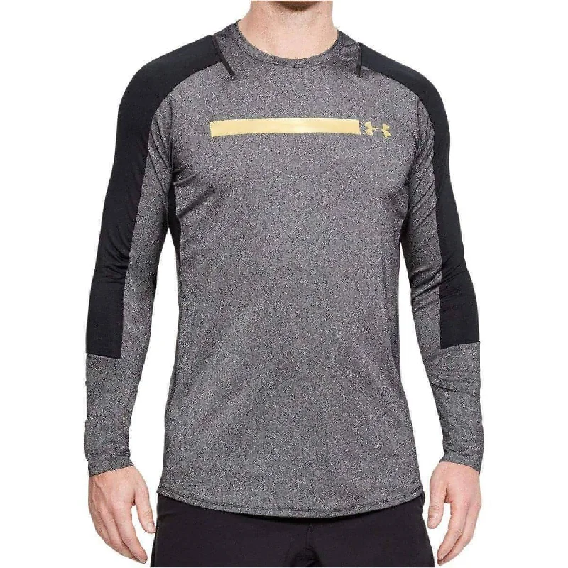 Men's short-sleeve retro plush-scoop-neck top-Under Armour Perpetual Fitted Long Sleeve Mens Training Top - Grey