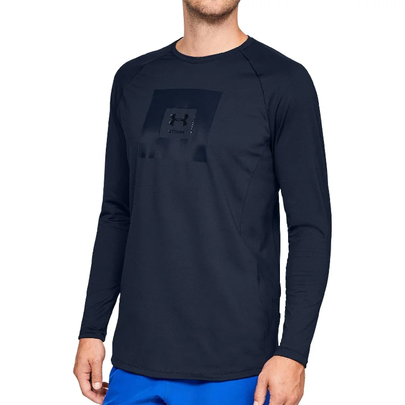 Men's short-sleeve fresh modern-smooth-chest-pocket tee-Under Armour Storm Cyclone Long Sleeve Mens Training Top - Navy