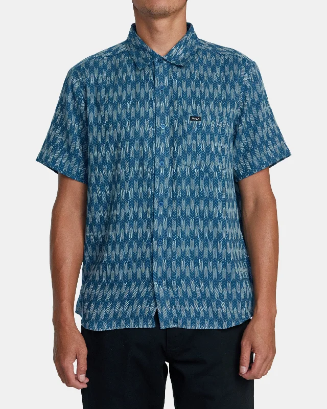 Men's short-sleeve soft pure-monochrome tee-Upwards Ikat Short Sleeve Shirt - Indigo