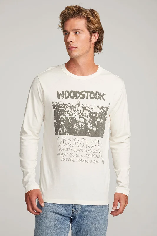 Men's short-sleeve subtle soft-trendy-soft-hue tee-Woodstock Retro Poster Mens Long Sleeve