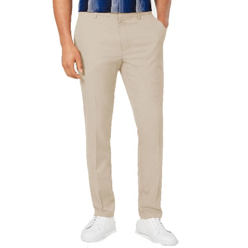 men's slim fit festival white pants-Alfani Men's AlfaTech Classic-Fit Stretch Pants Beige Size 32x32