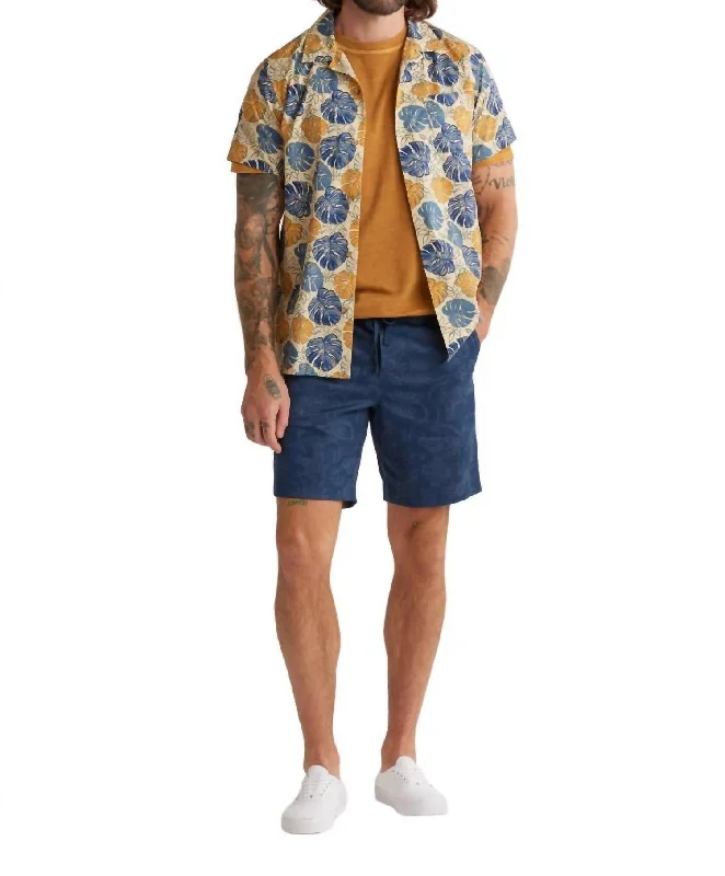 Aloha Shirt In Tan Monstera