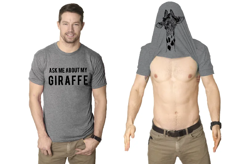 Men's short-sleeve modern terrain shirt-Ask Me About My Giraffe Men's Tshirt