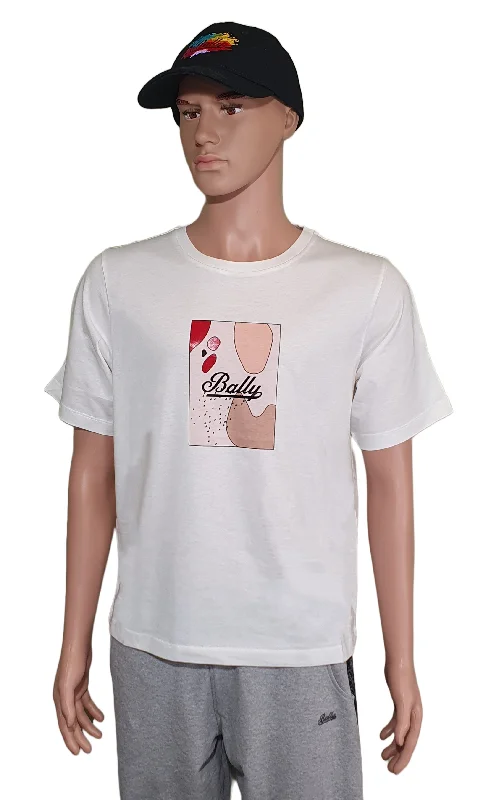 Men's short-sleeve cool carnival top-Bally 6301239 Unisex White 100% Cotton Logo T-Shirt