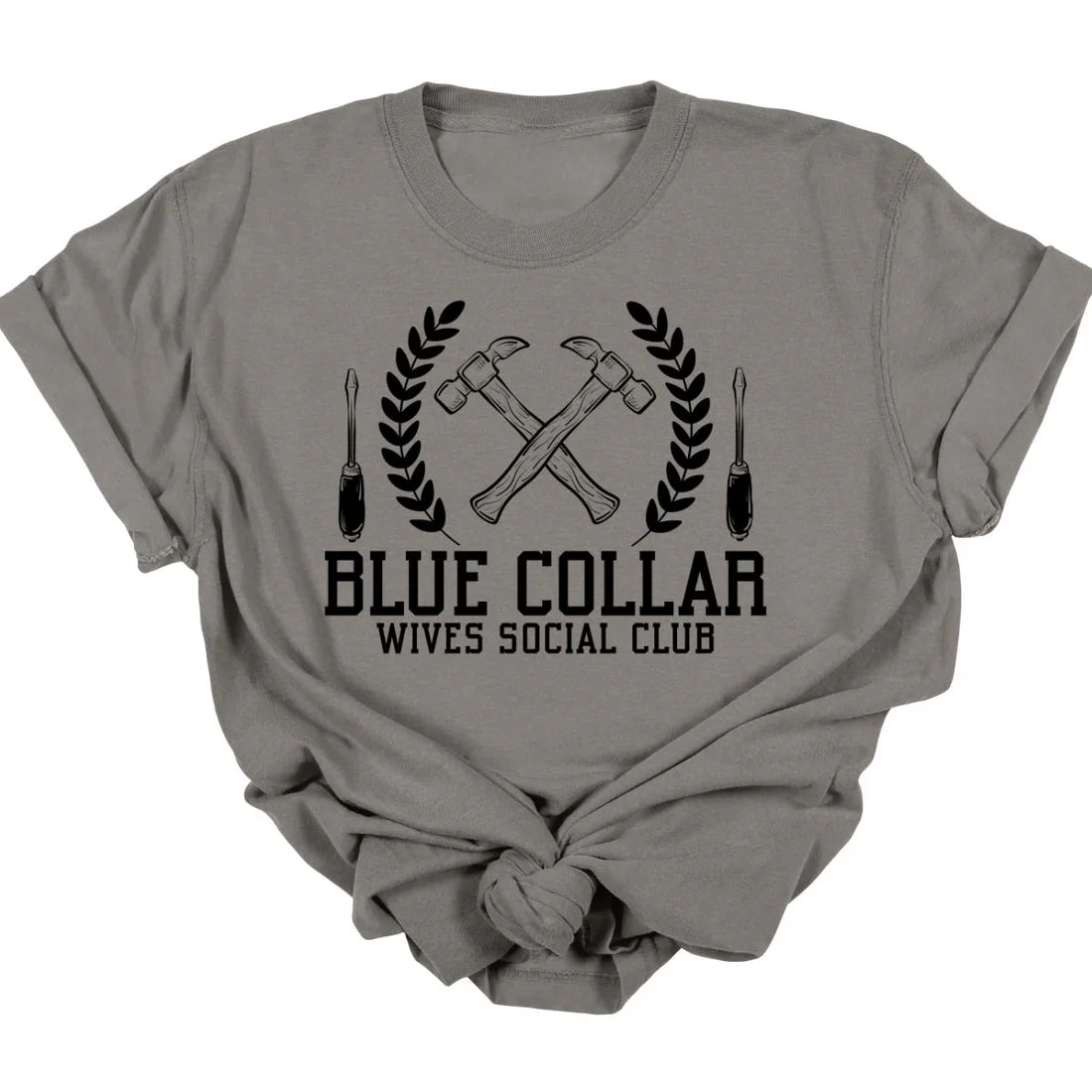 Men's short-sleeve rugged urban-warm-stylish-sharp-gray shirt-Blue Collar Wives Tee  *MADE TO ORDER*