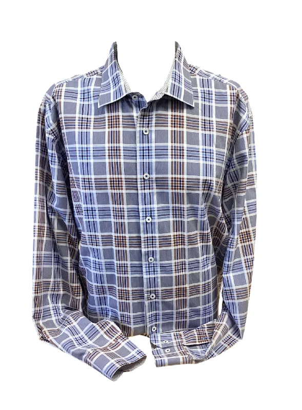 Bugatchi Mens Buttondown Shirt Blue