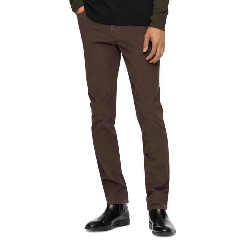 men's tailored party white pants-Calvin Klein Men's Slim-Fit Stretch Corduroy Pants Brown Size 36x30