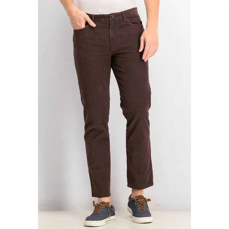 men's slim fit festival gray pants-Calvin Klein Men's Slim-Fit Stretch Corduroy Pants Med Brown Size 33X32