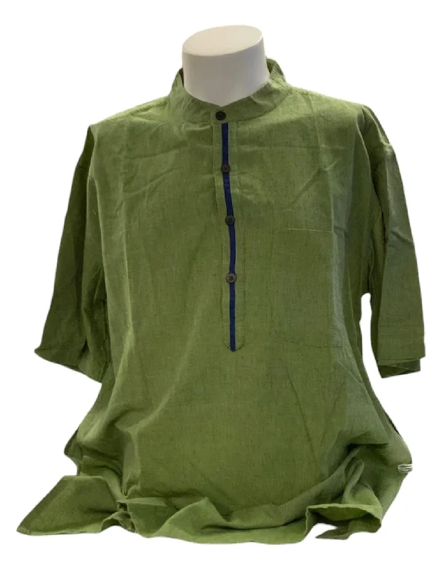 Fabindia Men's Green Linen Shirt XL