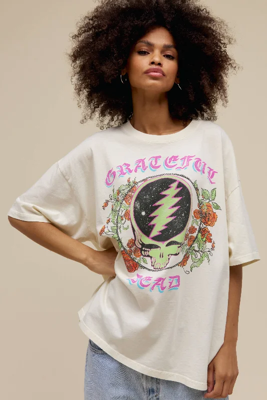 Men's short-sleeve bold rich-sporty-subtle-calm-olive top-Grateful Dead Steal Your Face OS Tee