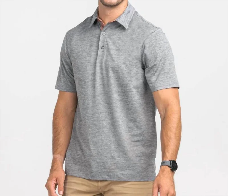 Men's short-sleeve urban warm-sharp-geometric top-Grayton Heather Polo In Iron